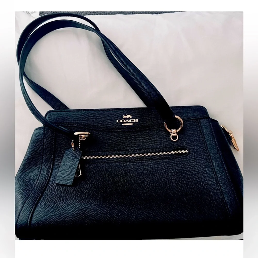 New Coach Black Leather Kailey Carryall purse bag Satchel $498 - Picture 2 of 7